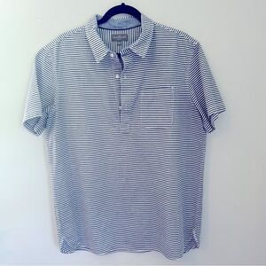 L.L. Bean signature 3/4 button down seersucker shirt size L slim fit